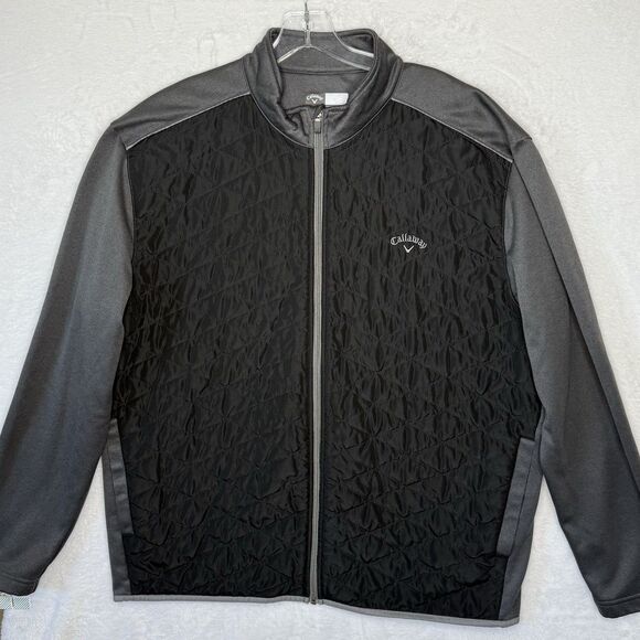 Callaway Quilted Golf Jacket Full Zip Mens XXL 2XL Gray/ Black - Polyester - Picture 1 of 14